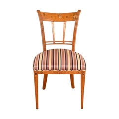 Antique Italian Regency Fruitwood Inlaid Marquetry Side Chair or Dining Chair