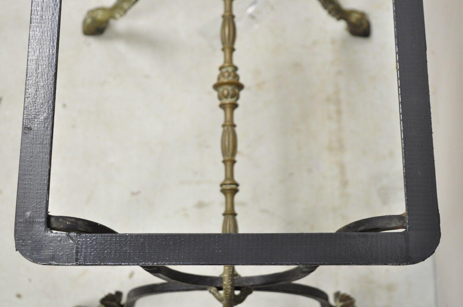 Antique Italian Regency Neoclassical Wrought Iron & Bronze Swan Small Side Table For Sale 4