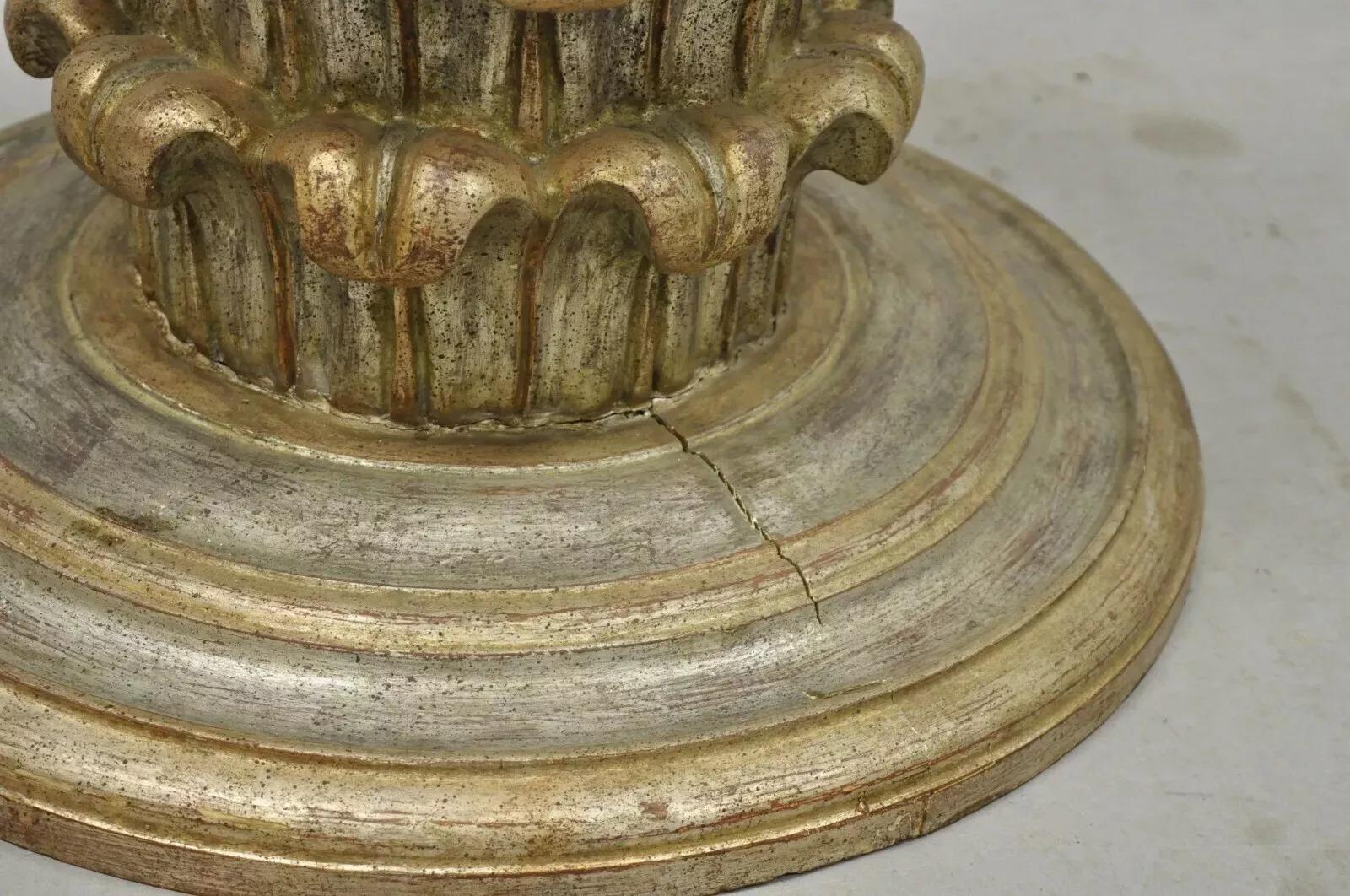 Antike italienische Regency Plume geschnitzt vergoldetes Holz Pedestal Couchtisch Basis im Angebot 2