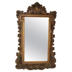 Antique Italian Regency Style Wall Mirror with Cherub Crest