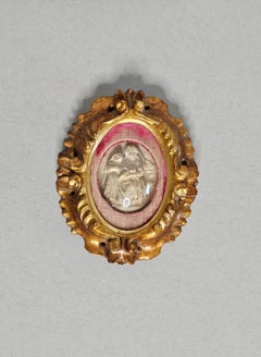 Antique Italian Religious Giltwood Reliquary Relief Carved Sculpture