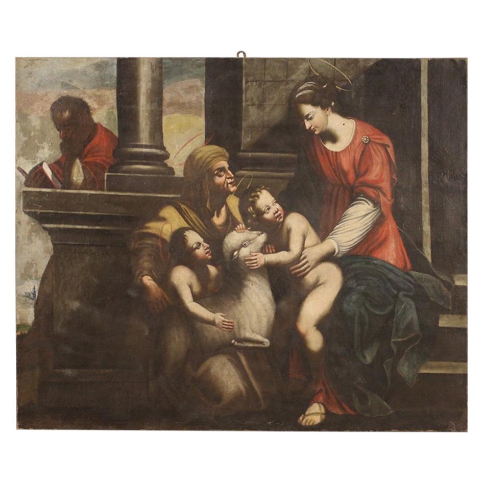 Antique Italian Religious Oil Painting on Canvas from the 18th Century For Sale