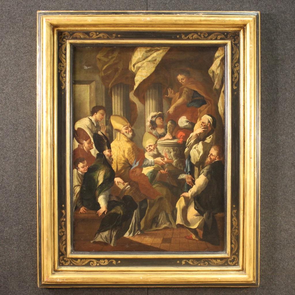 Antique Italian Religious Painting from the 18th Century For Sale 4