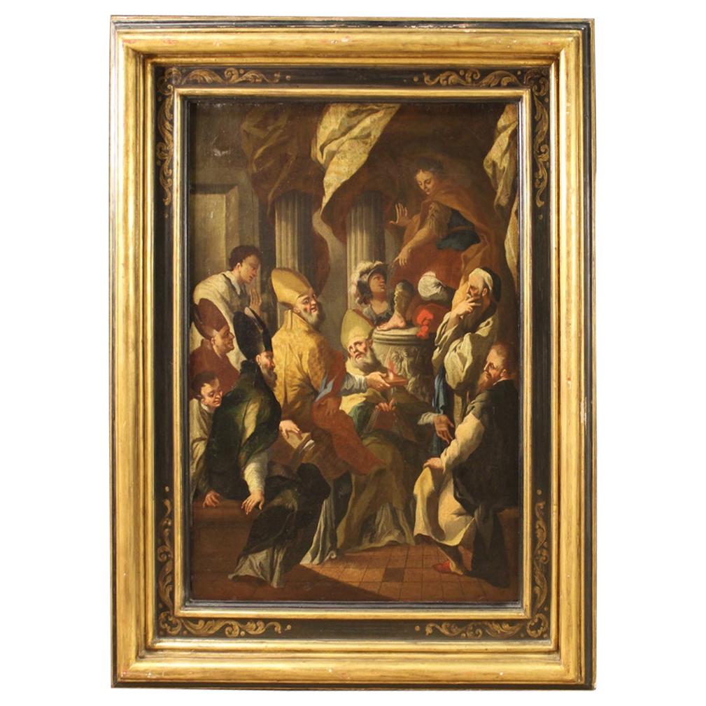 Antique Italian Religious Painting from the 18th Century For Sale