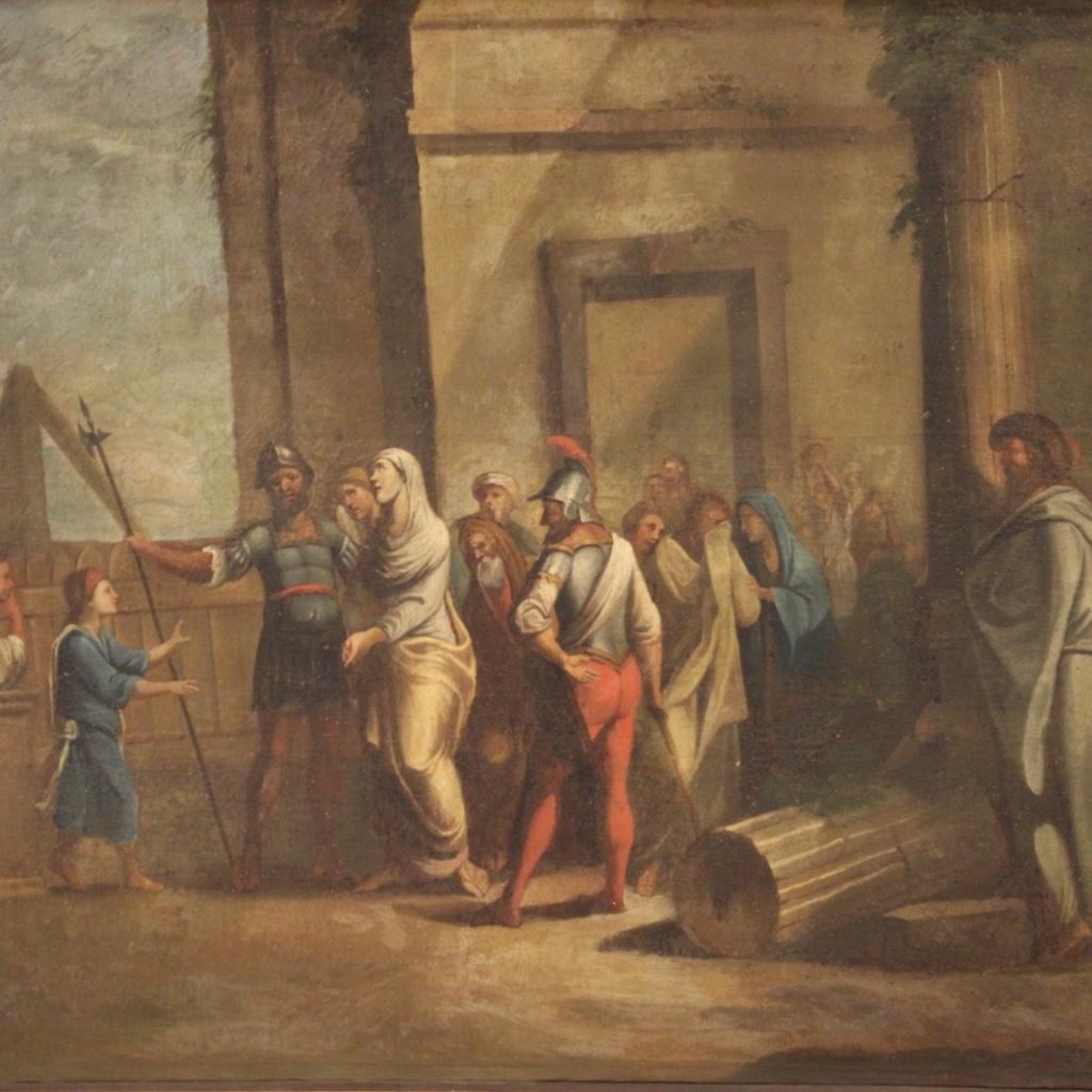 Ancient painting18th century Italian. Opera ad oil on canvas depicting a religious subject Biblical scene (under study) of good pictorial quality. Framework of great measure and impact, for
antiquarians and collectors of ancient sacred art. Antique