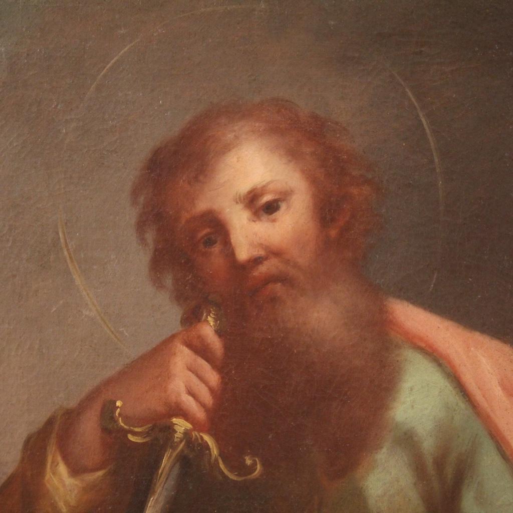Antique Italian Religious Painting Saint Paul from the 18th Century In Good Condition For Sale In London, GB