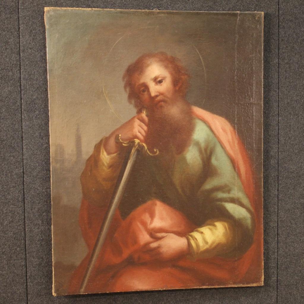 Antique Italian Religious Painting Saint Paul from the 18th Century For Sale 3