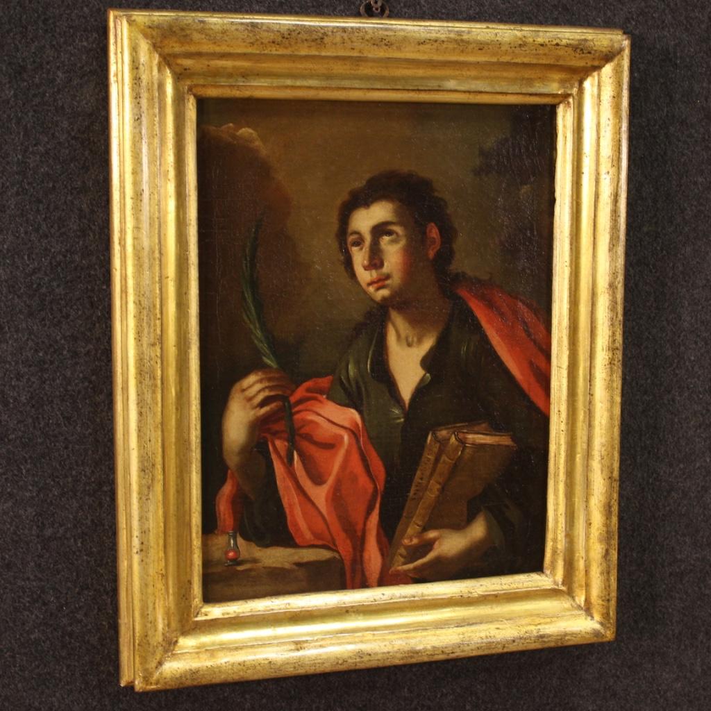 Antique Italian Religious Painting San Pantaleoni from the 18th Century For Sale 2