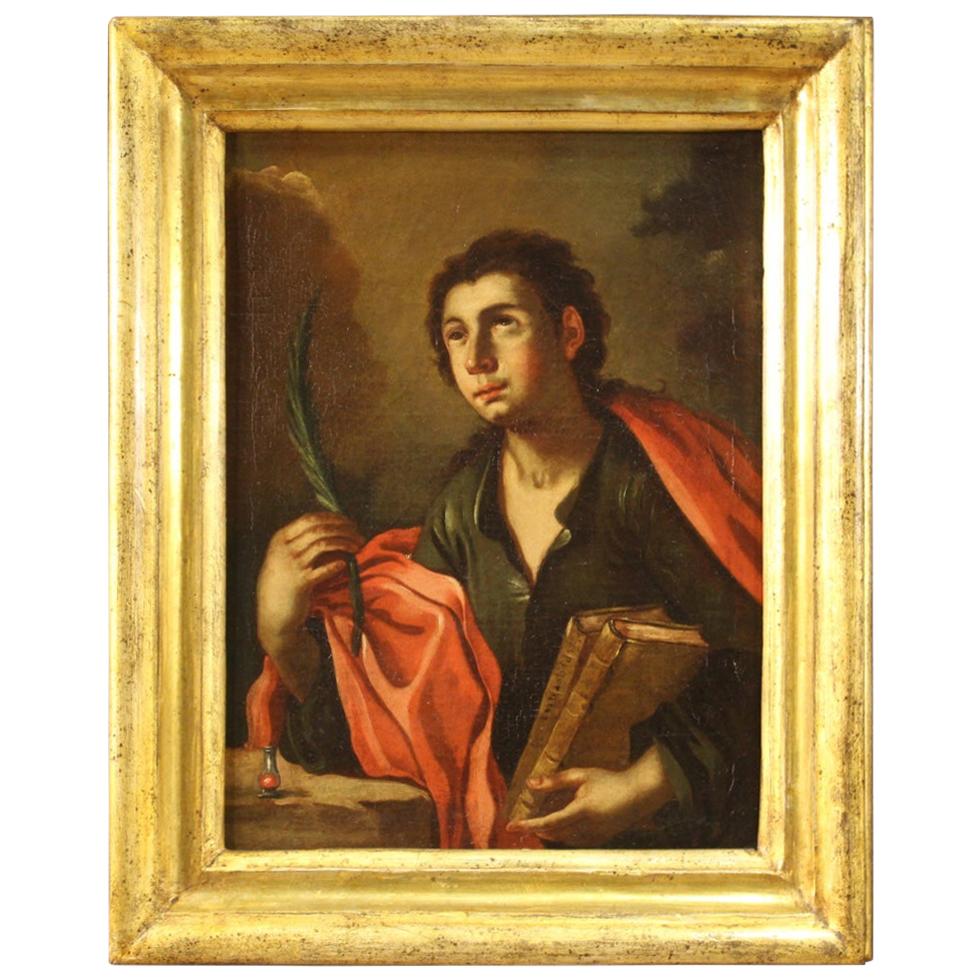 Antique Italian Religious Painting San Pantaleoni from the 18th Century For Sale