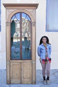 Antique Italian Renaissance 109" Tall Carved Wood Gothic Cupboard Hutch Cabinet