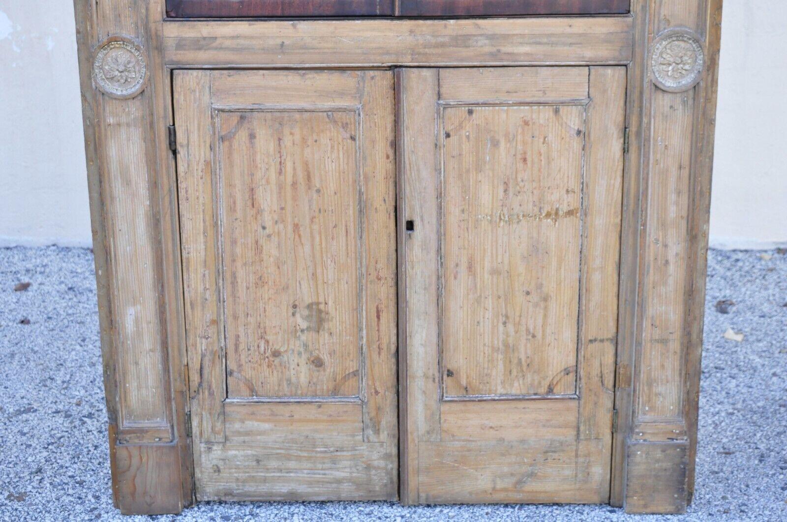 19th Century Antique Italian Renaissance Carved Wood Gothic Cupboard Hutch Cabinet For Sale
