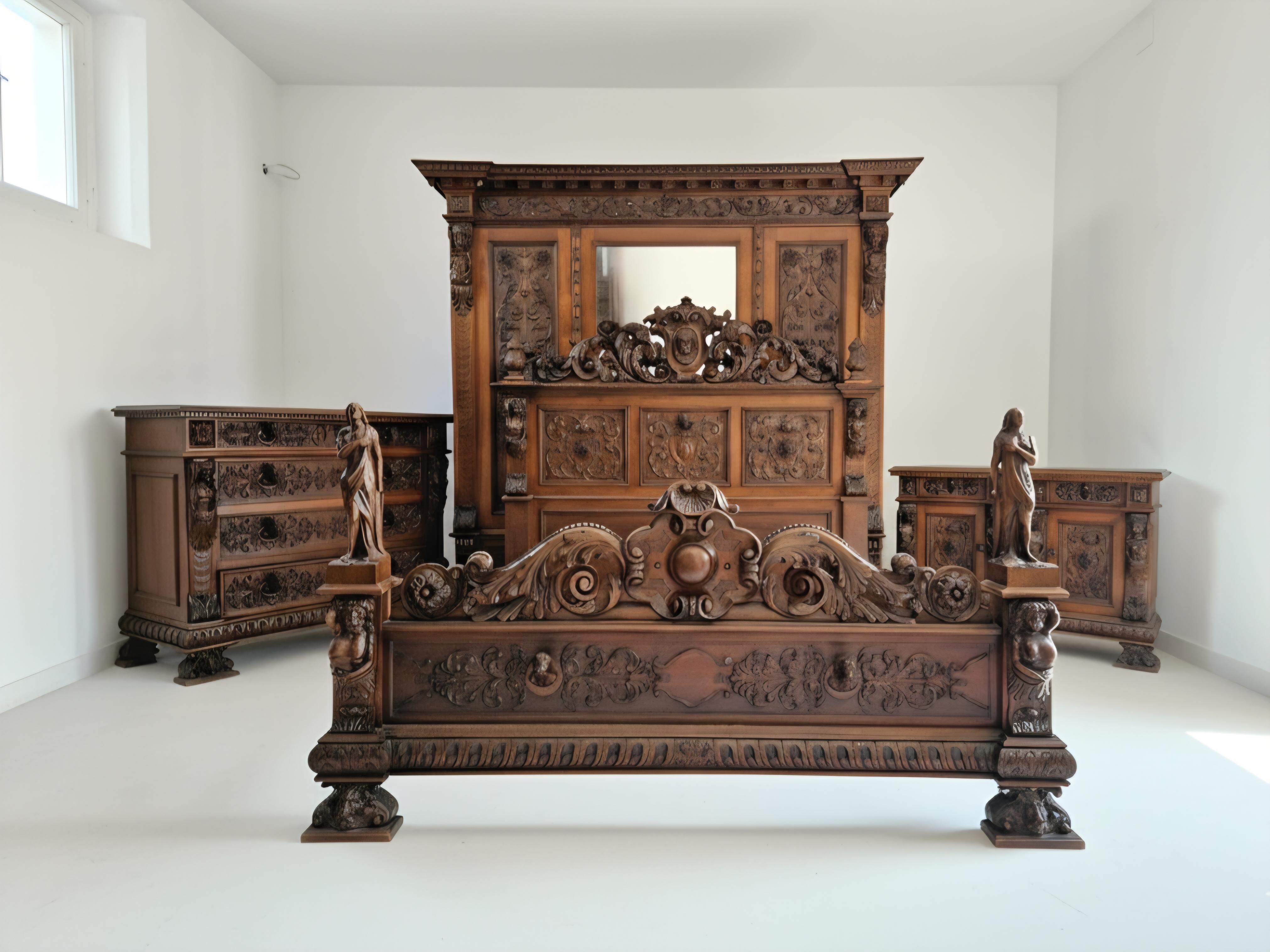 Antiquities Italian Renaissance Bedroom Set 5 Pieces en vente 13