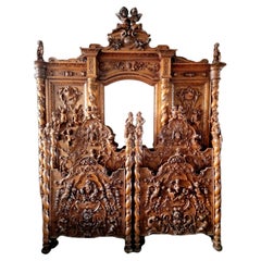 Antique Italian Renaissance Bedroom Set Attr. Luigi Frullini 19th Century