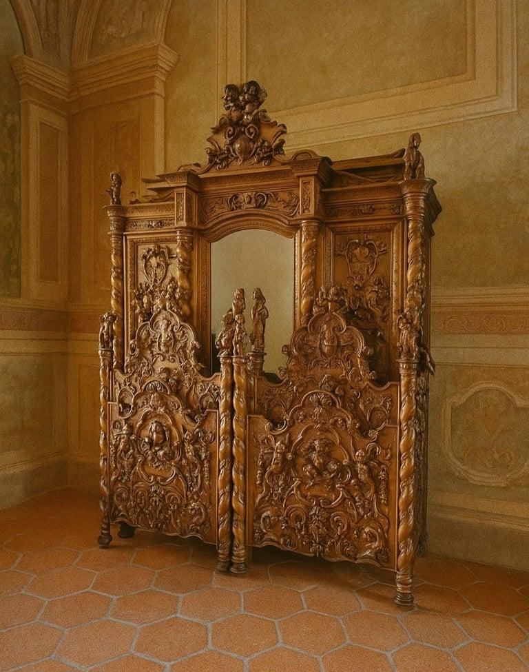 Ensemble de chambre à coucher antique de la Renaissance italienne Attr. Luigi Frullini en vente 1