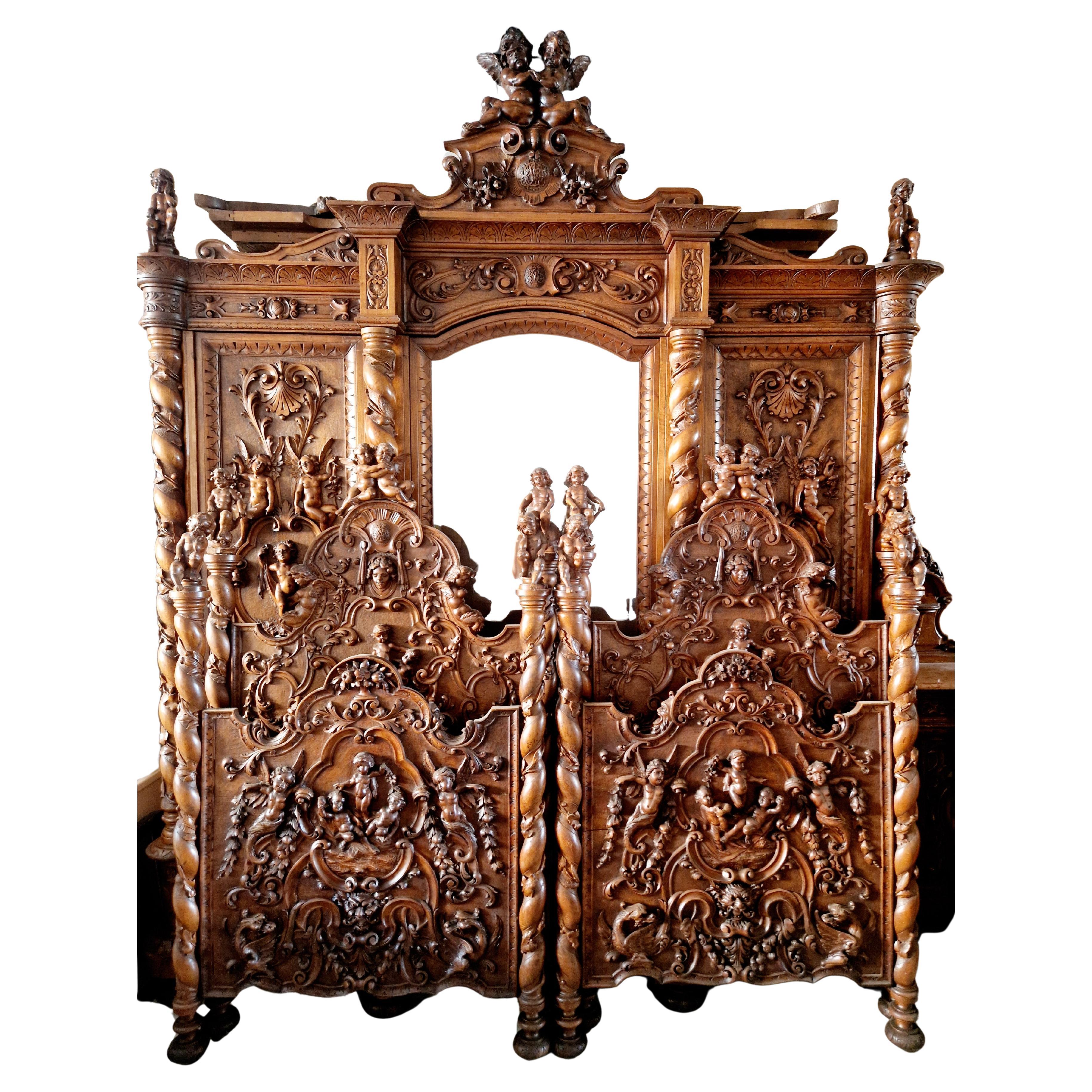 Ensemble de chambre à coucher antique de la Renaissance italienne Attr. Luigi Frullini en vente
