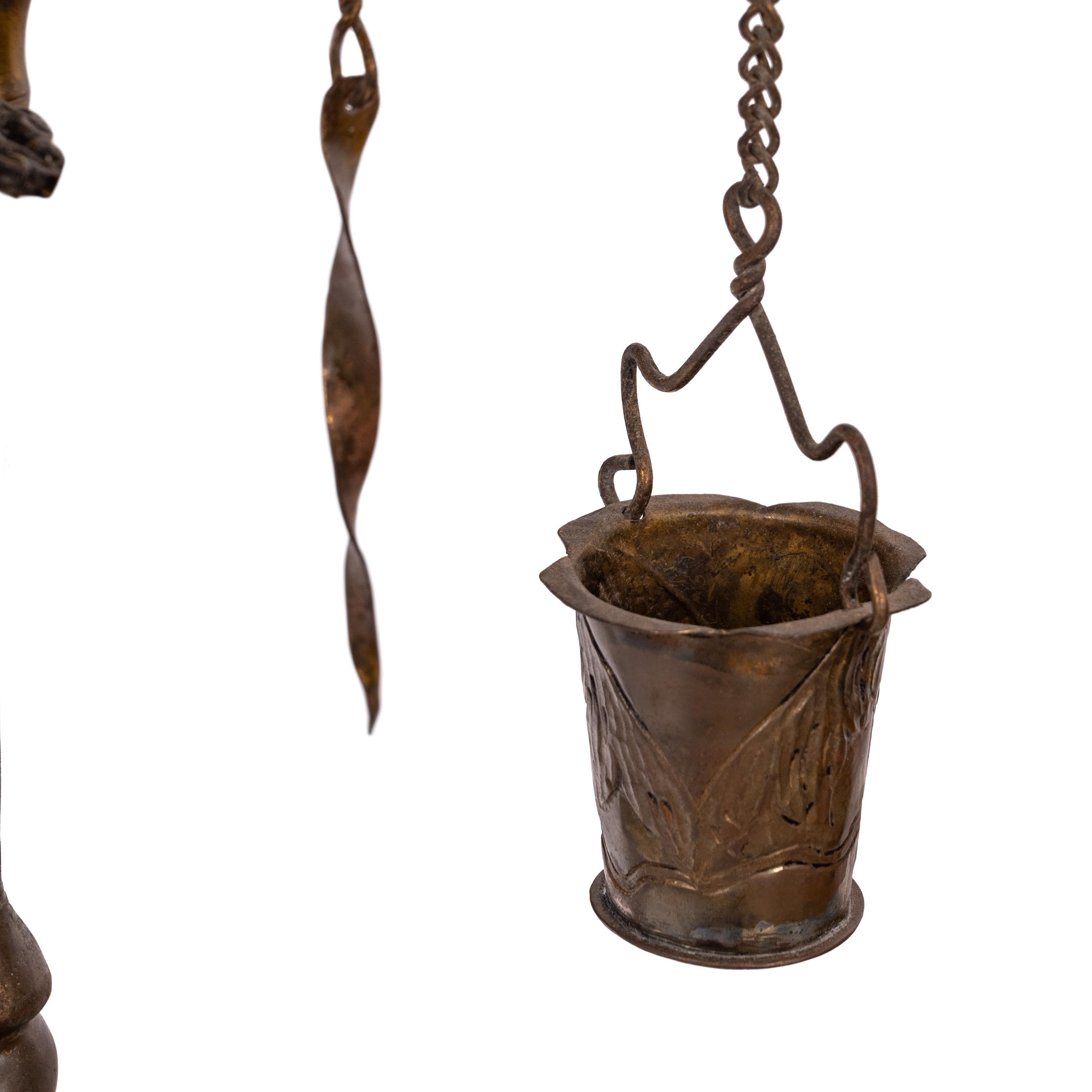 Antique Italian Renaissance Brass Lucerne Florentine Chatelaine Oil Lamp 1880 For Sale 2