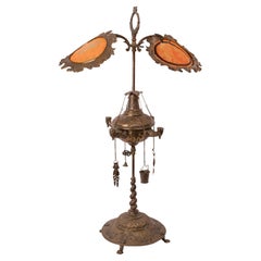 Antique lampe à huile italienne Renaissance en laiton Lucerne Florentine Chatelaine 1880