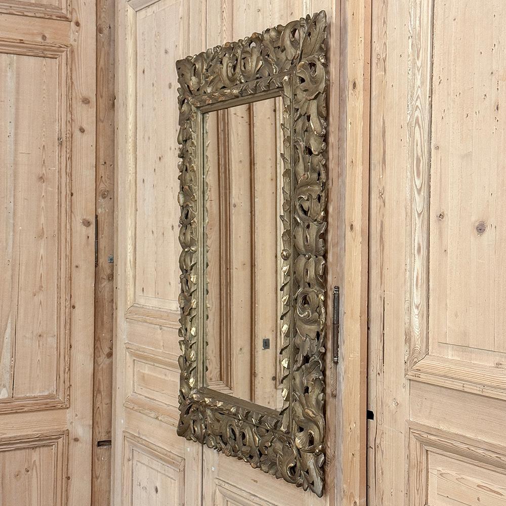 Antique Italian Renaissance Carved Giltwood Wall Mirror For Sale 11