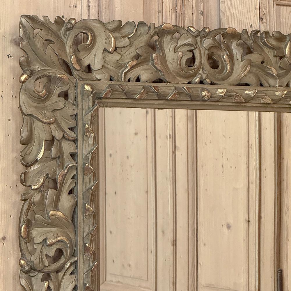 Antique Italian Renaissance Carved Giltwood Wall Mirror For Sale 1