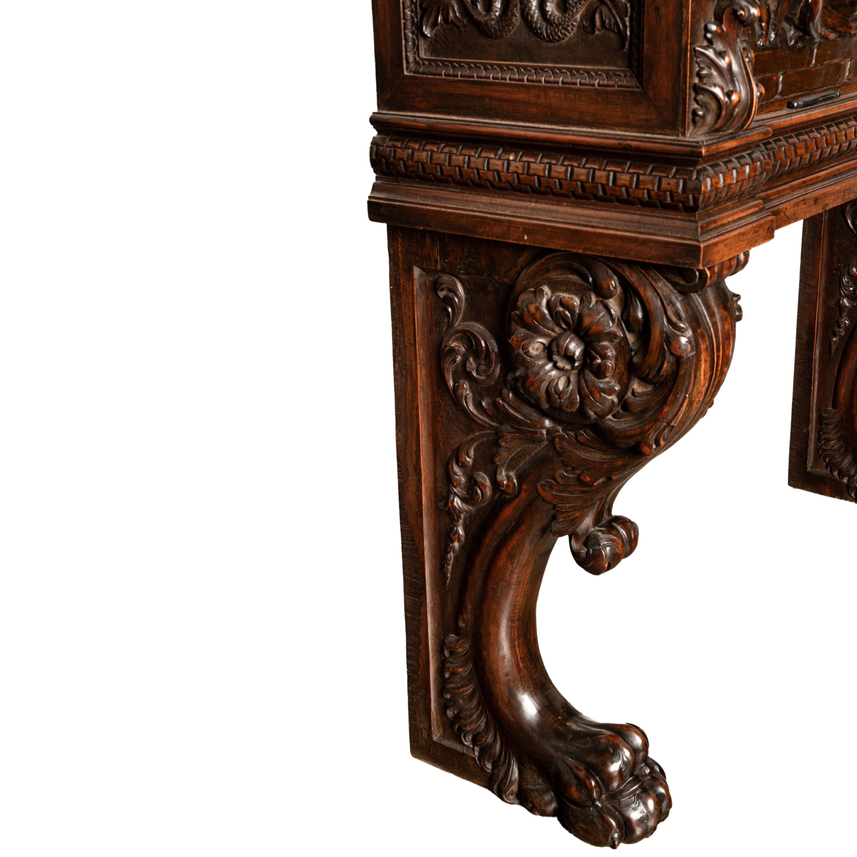Antique Italian Renaissance Carved Liquor Wine Cabinet Chest Stand Cherubs 1880 For Sale 10