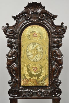 Antique Italian Renaissance Carved Walnut Cherubs and Angels Figural Chair