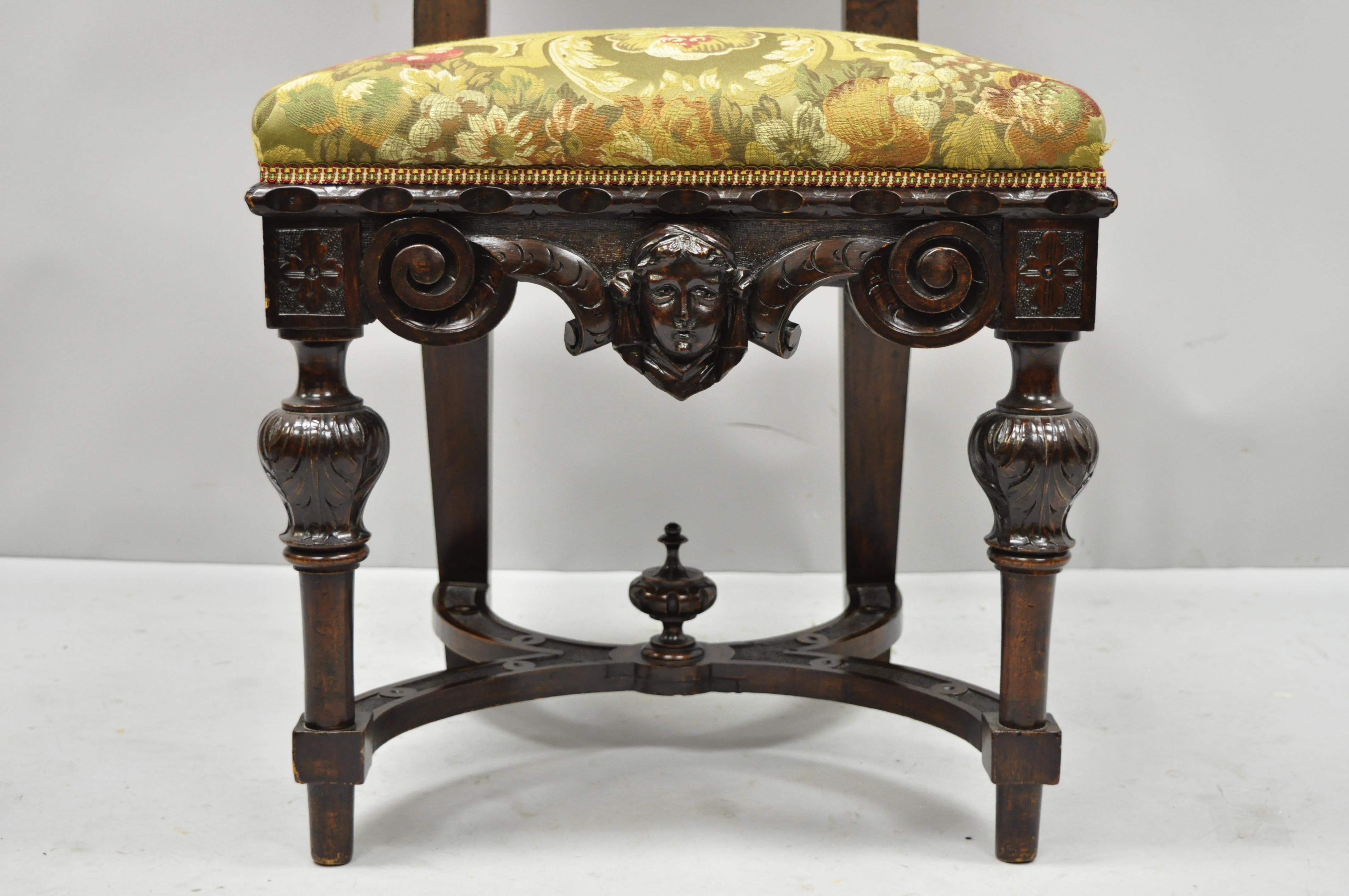 Antique Italian Renaissance Carved Walnut Cherubs and Angels Figural Chair 2