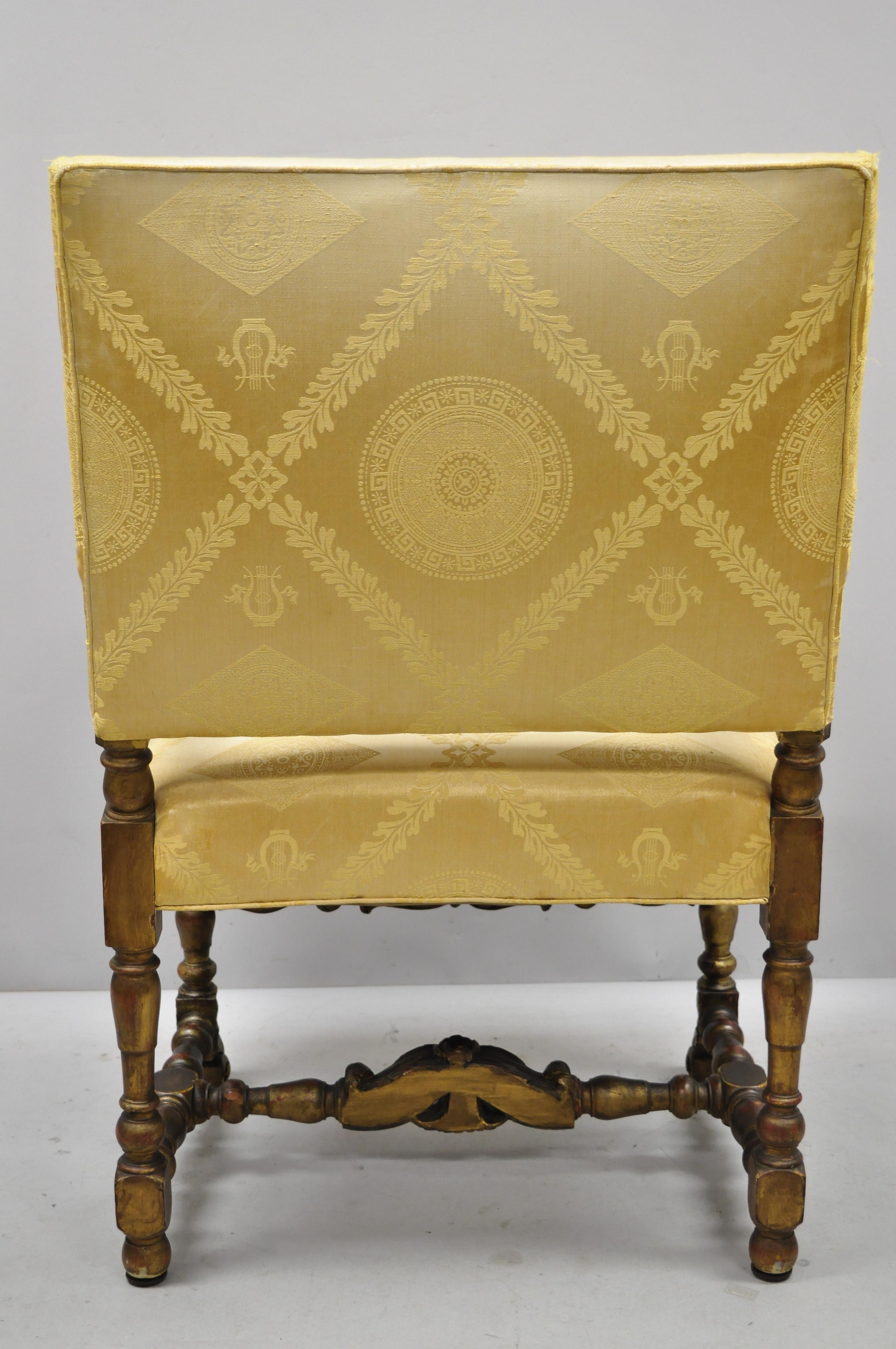 Antique Italian Renaissance Carved Walnut Jacobean Style Armchair For Sale 2