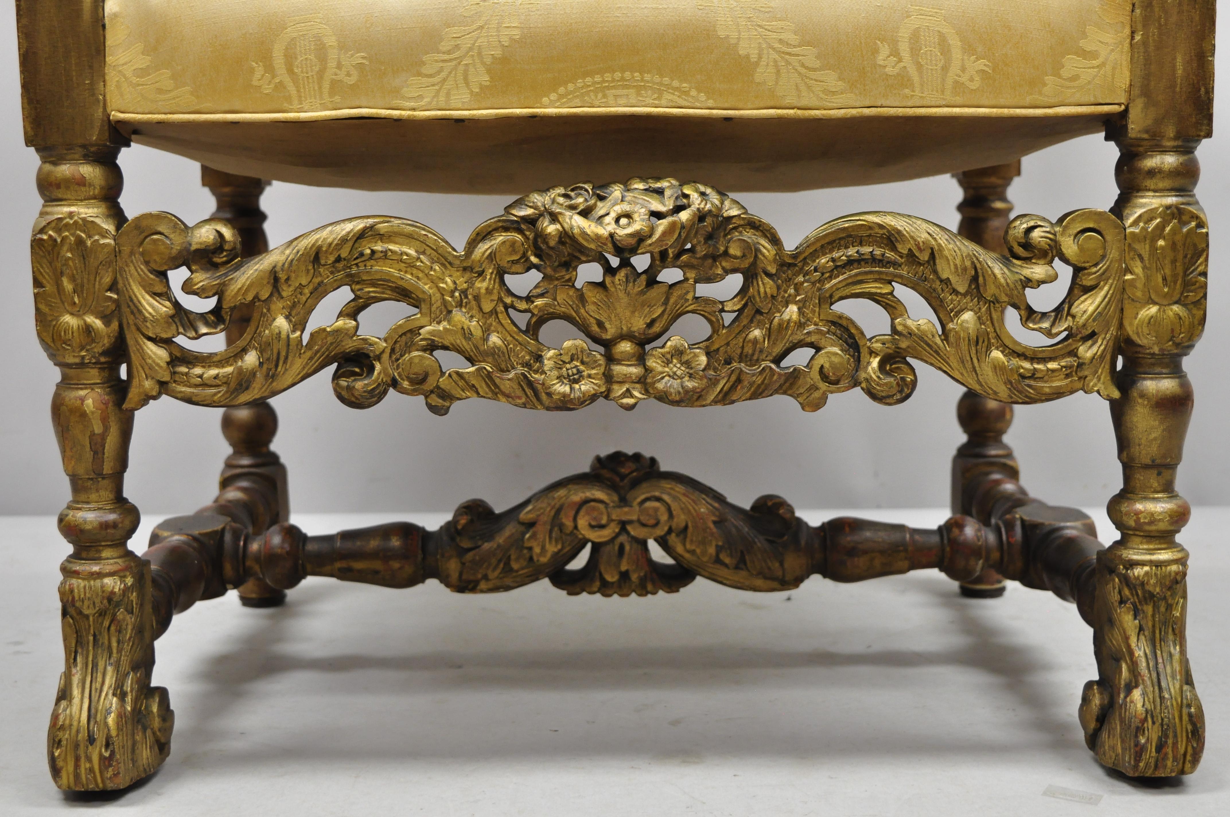 Antique Italian Renaissance Carved Walnut Jacobean Style Armchair For Sale 3
