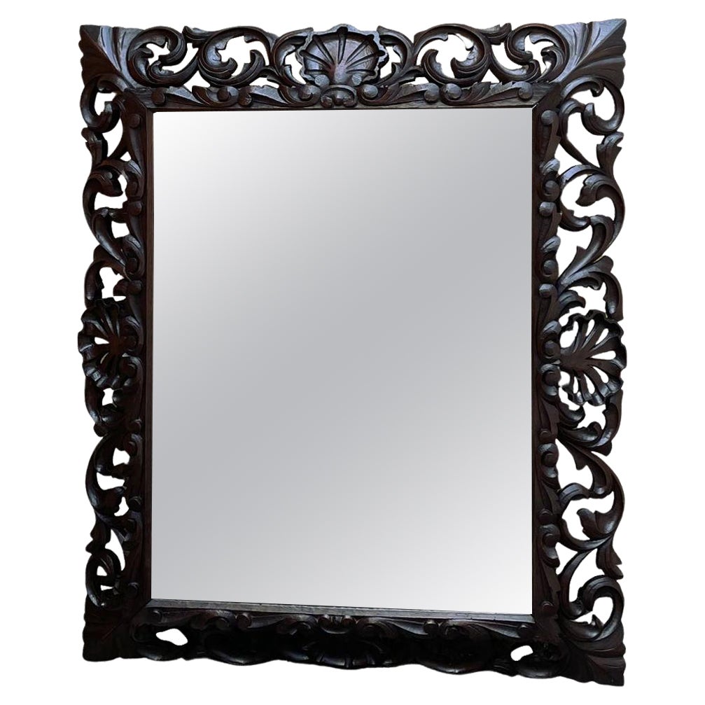 Antique Italian Renaissance Carved Wood Mirror