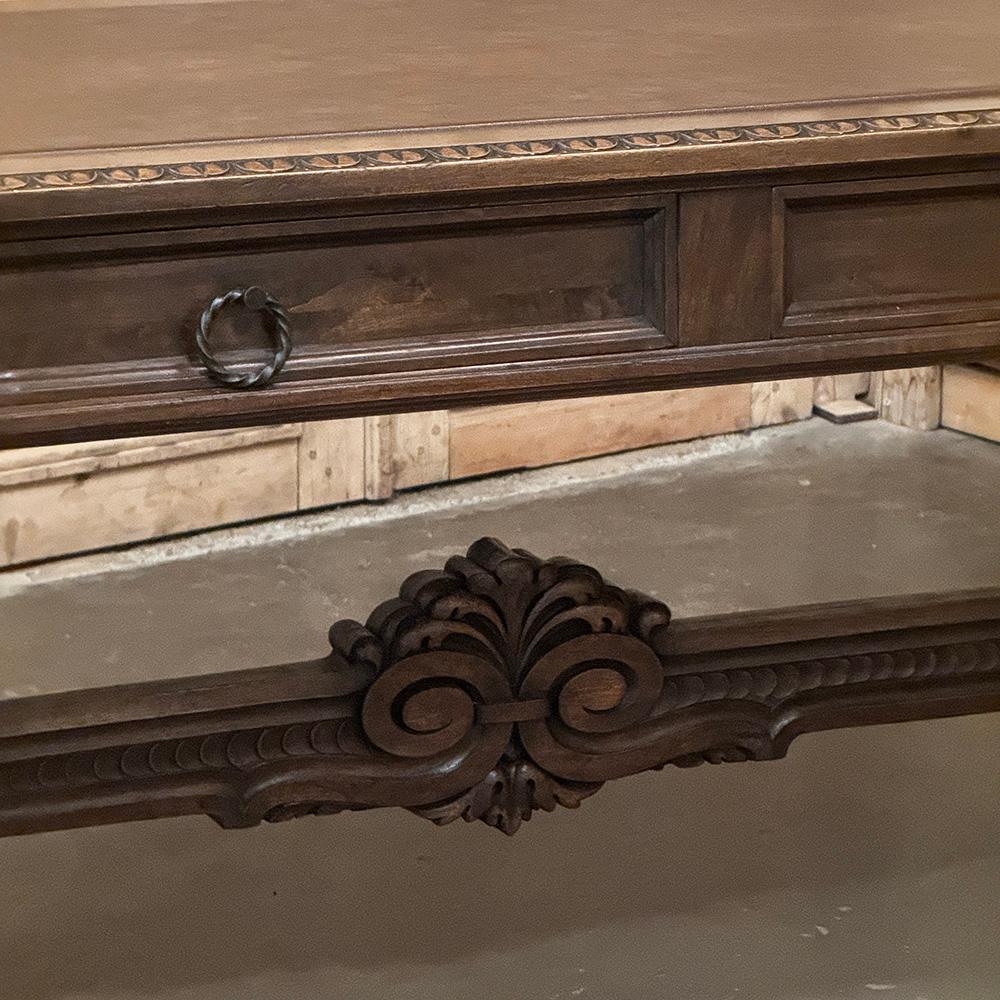 Antique Italian Renaissance Executive Desk with Faux Leather For Sale 1
