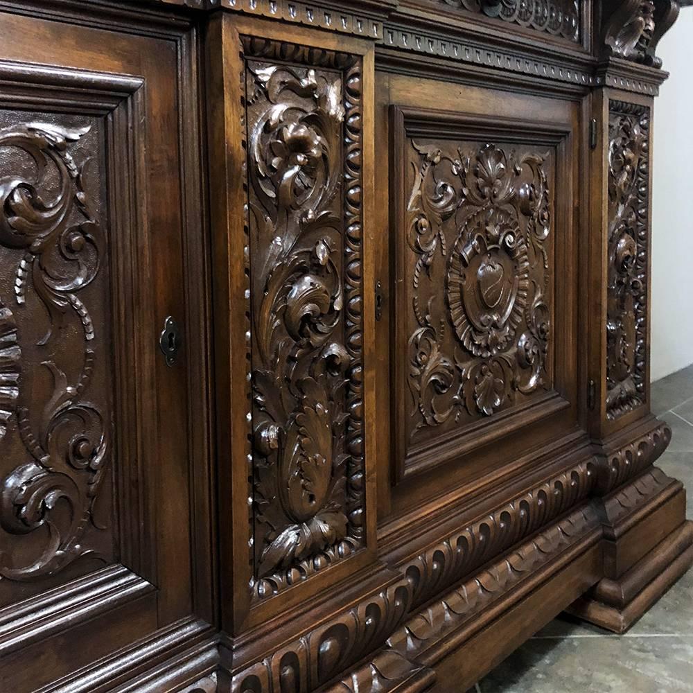 Antique Italian Renaissance Hand-Carved Walnut Buffet 4