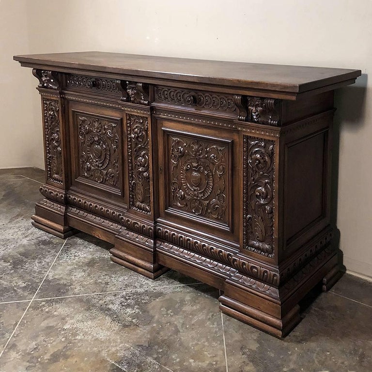 Antique Italian Renaissance HandCarved Walnut Buffet at 1stDibs