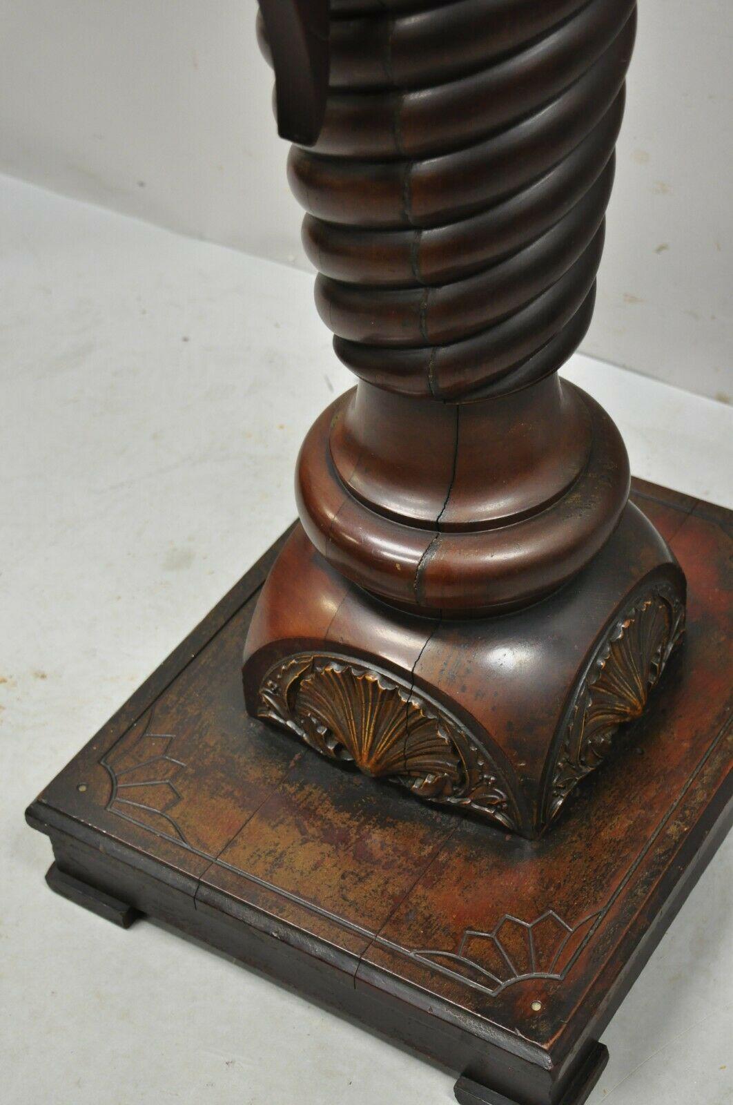 Antique Italian Renaissance Lion Bird Spiral Barley Walnut Plant Stand Pedestal 5