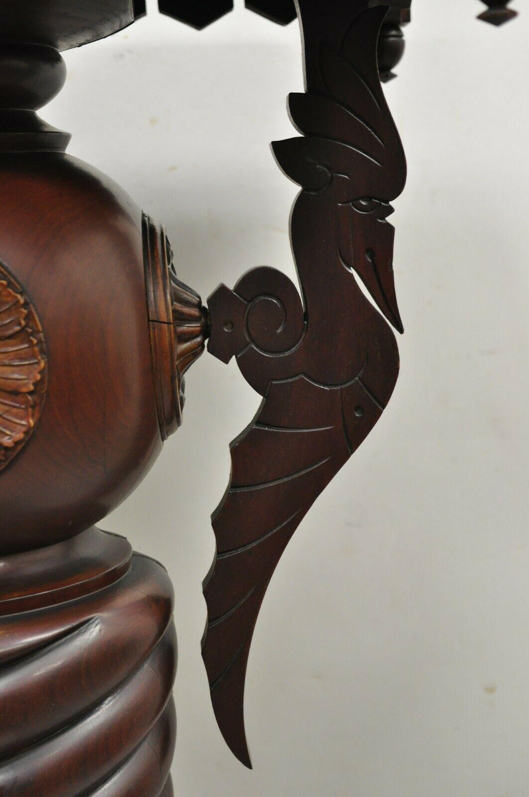 Antique Italian Renaissance Lion Bird Spiral Barley Walnut Plant Stand Pedestal 1