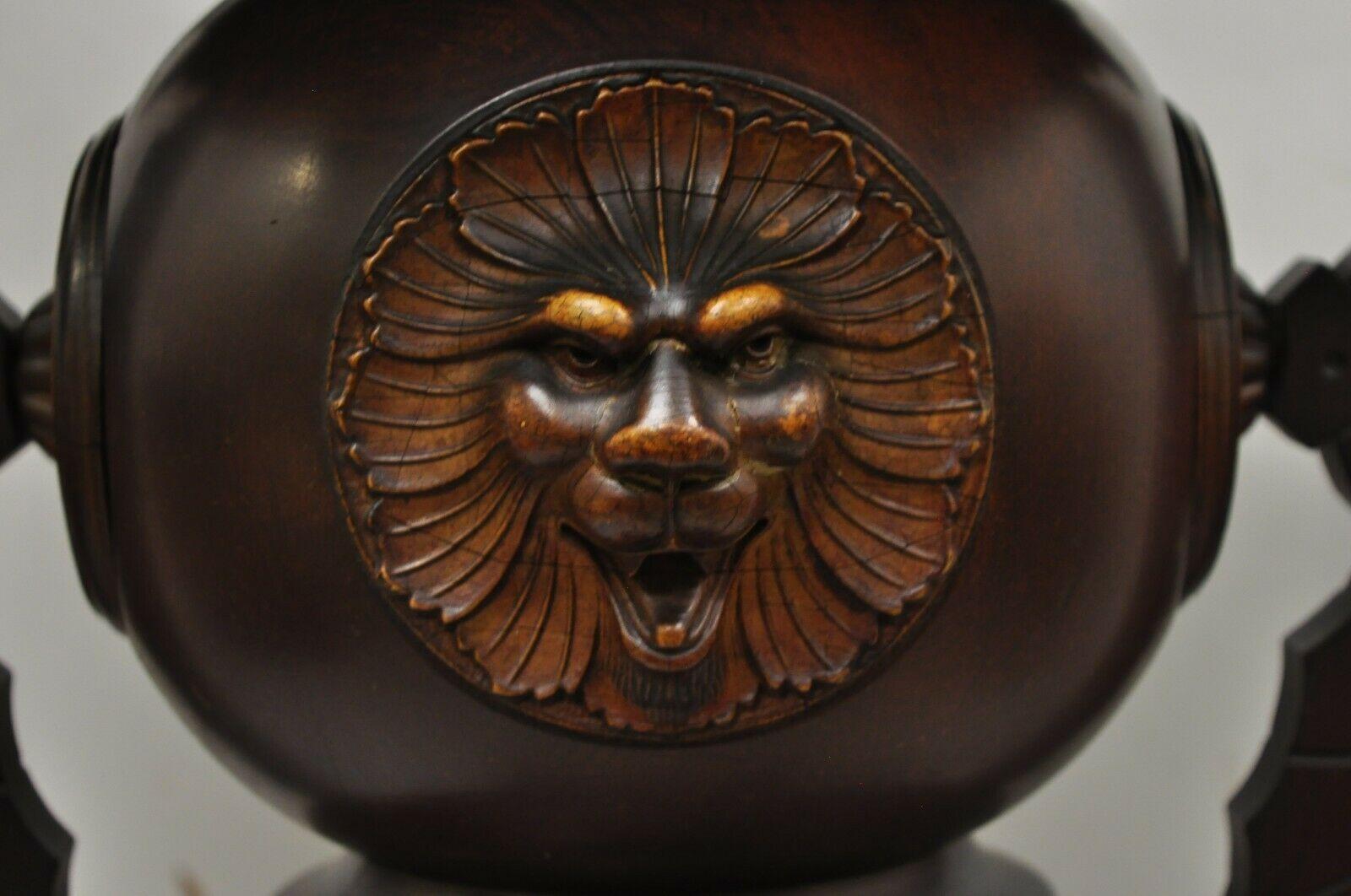 Antique Italian Renaissance Lion Bird Spiral Barley Walnut Plant Stand Pedestal 4