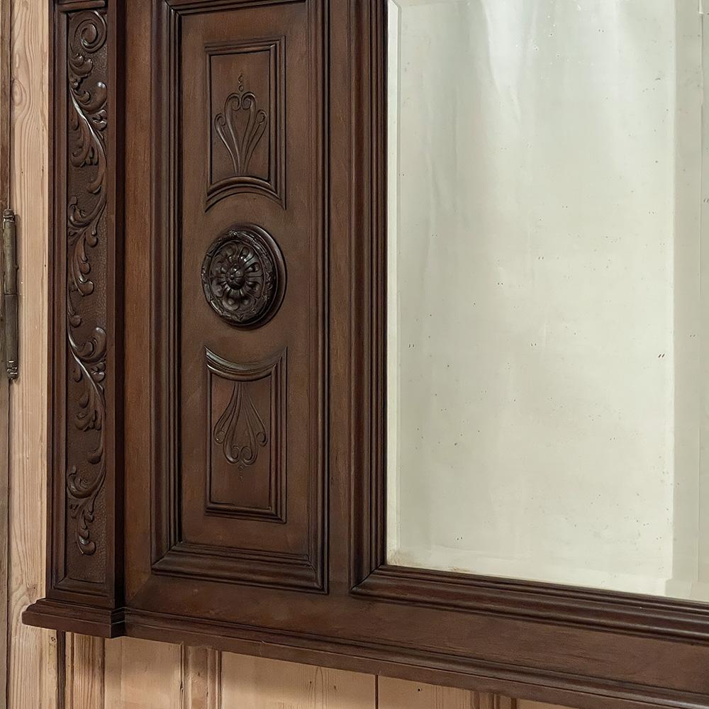 Antique Italian Renaissance Mantel Mirror in Walnut For Sale 8