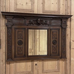 Antique Italian Renaissance Mantel Mirror in Walnut