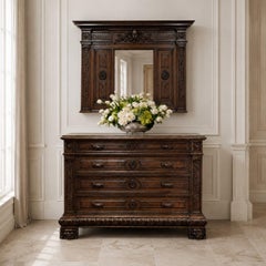 Antique Italian Renaissance Mantel Mirror in Walnut