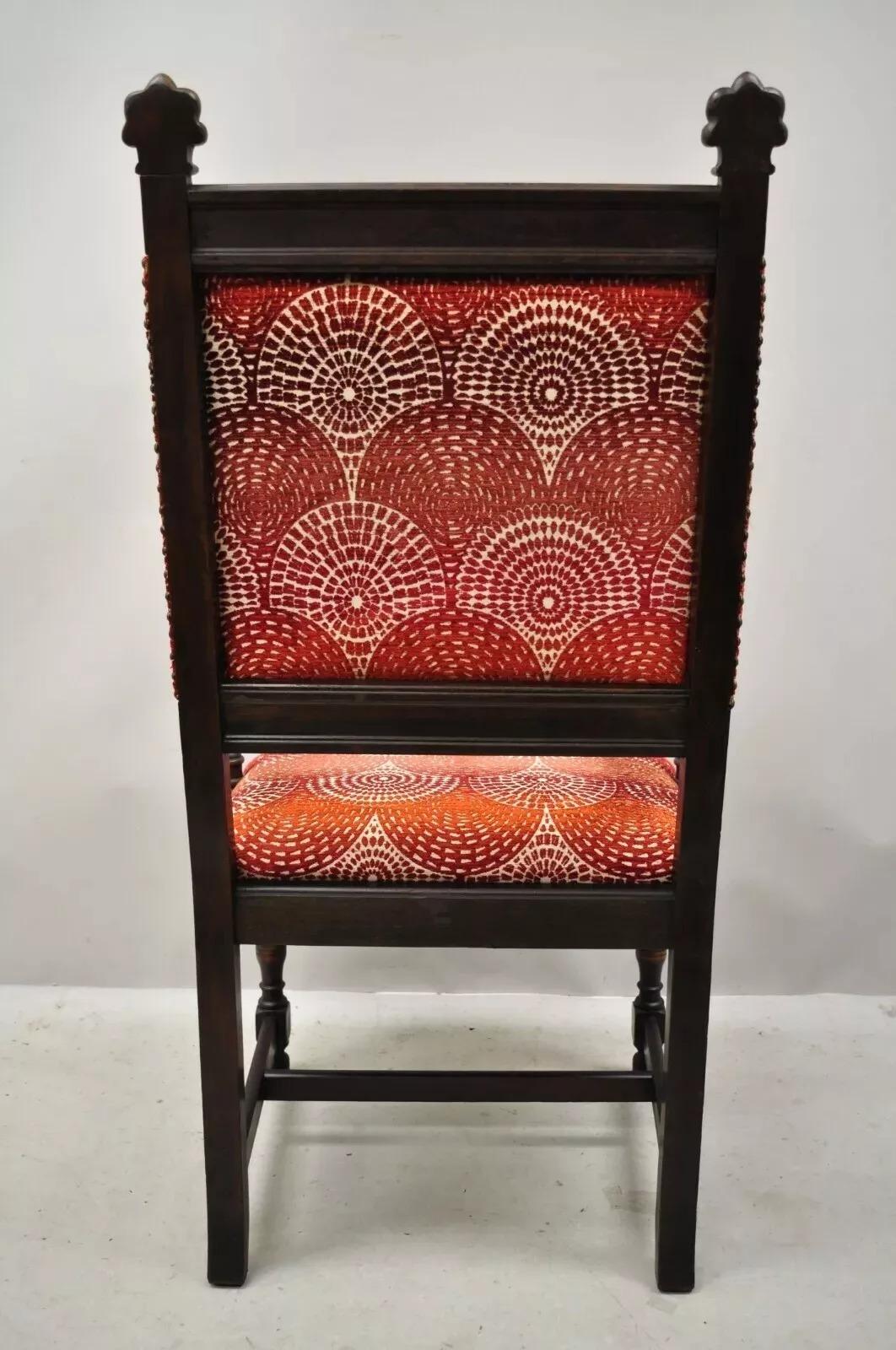 Antiguo Renacimiento Italiano Nogal Tallado Trono Capitanes Sillón Rojo en venta 2