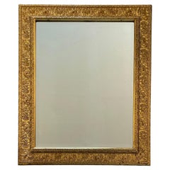 Antique Italian Renaissance Revival Giltwood & Gesso Wall Mirror, Deeply Carved