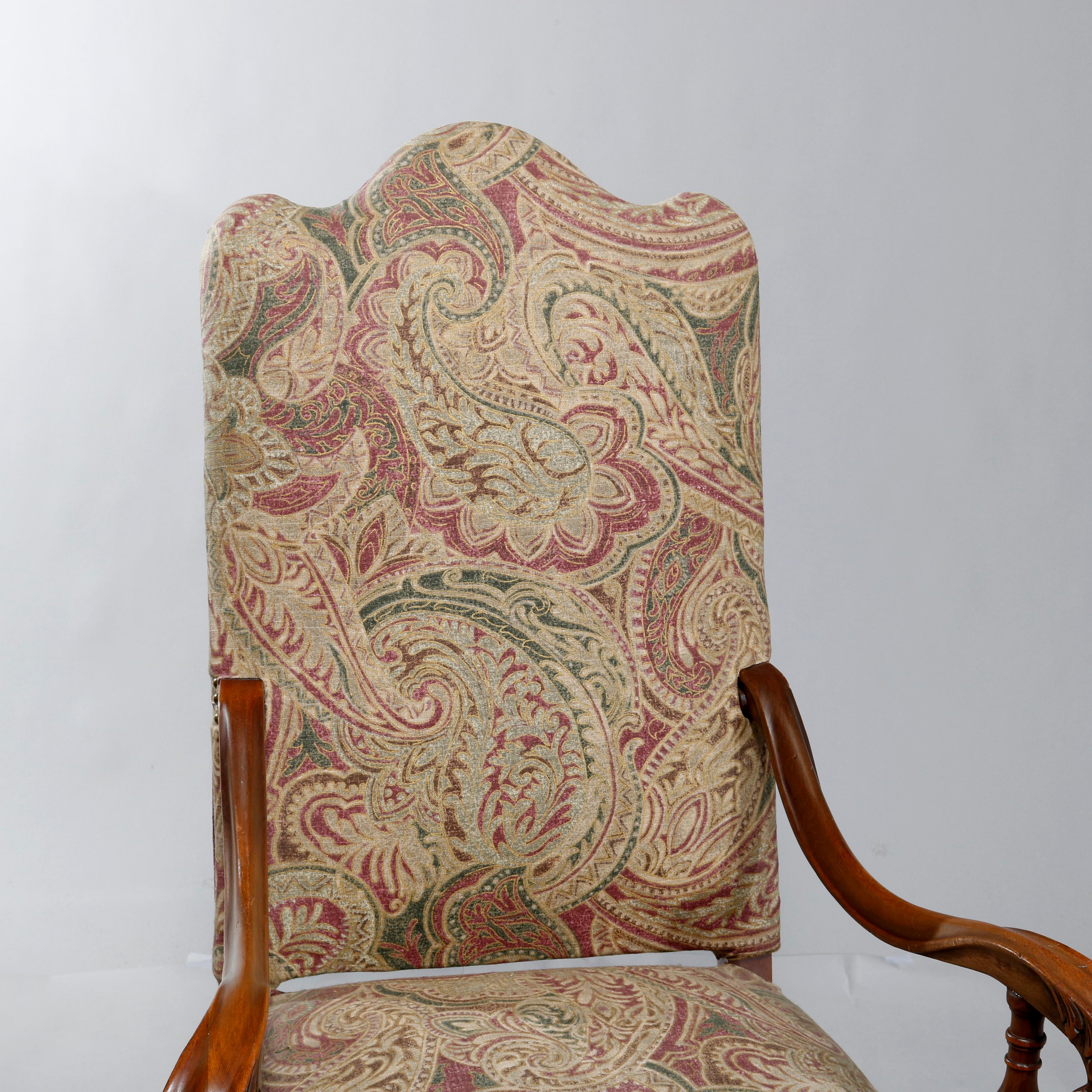 20th Century Antique Italian Renaissance Revival Style Carved Walnut Throne Chair, circa 1900 For Sale