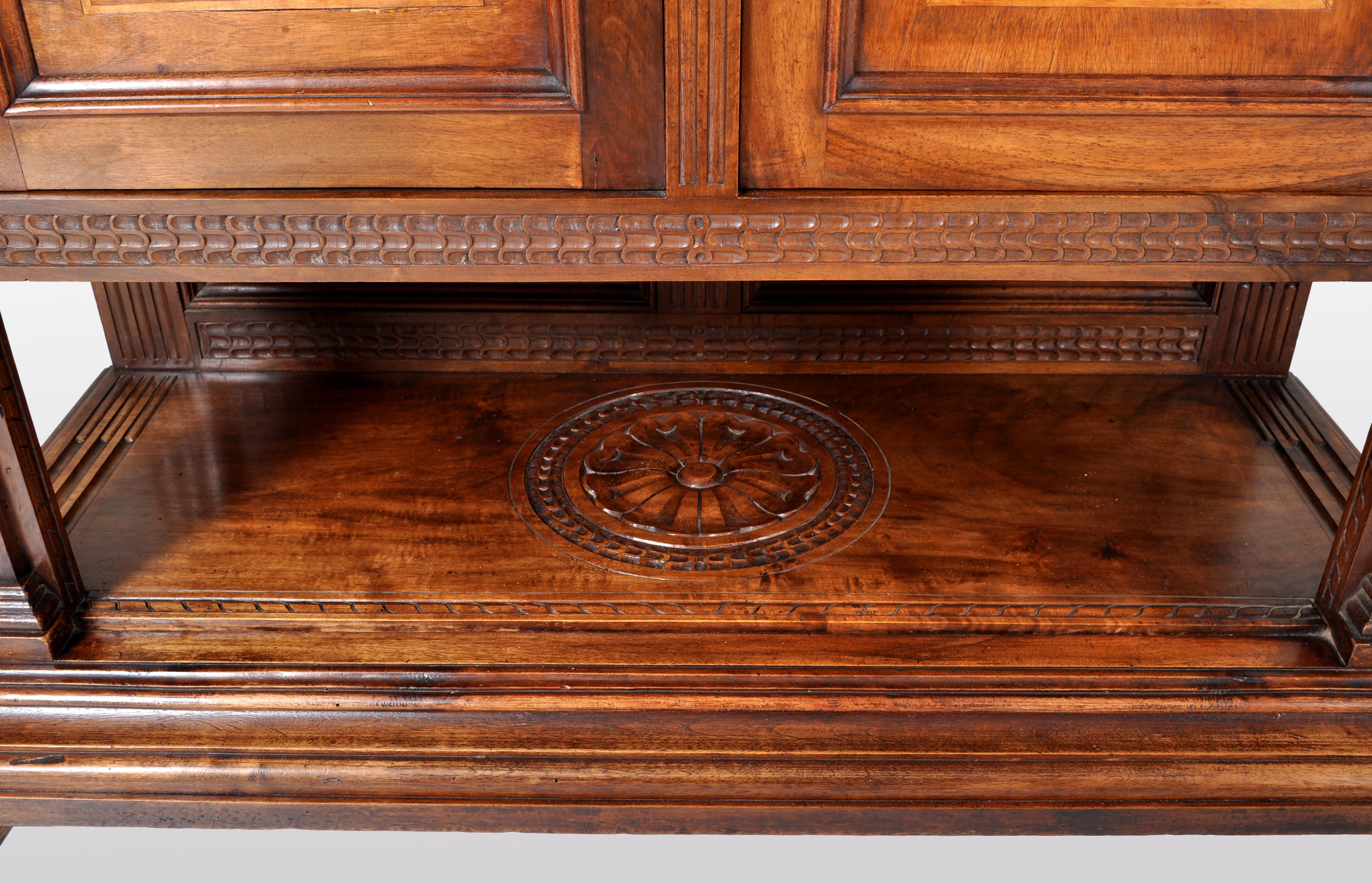 Antique Italian Renaissance Revival Walnut Marquetry Sideboard/Server circa 1880 4