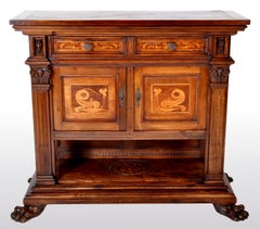 Antique Italian Renaissance Revival Walnut Marquetry Sideboard/Server circa 1880