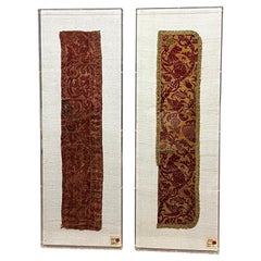 Antique Italian Renaissance Silk Brocade Fragments Florence Mid-16th Century