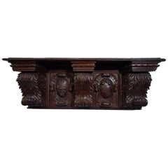 Antique Italian Renaissance Style Architectural Hand Carved Shelf Circa 1840
