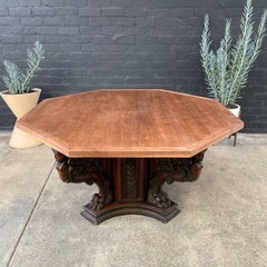 Antique Italian Renaissance Style Carved Walnut Dining Table