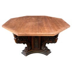Antique Italian Renaissance Style Carved Walnut Dining Table