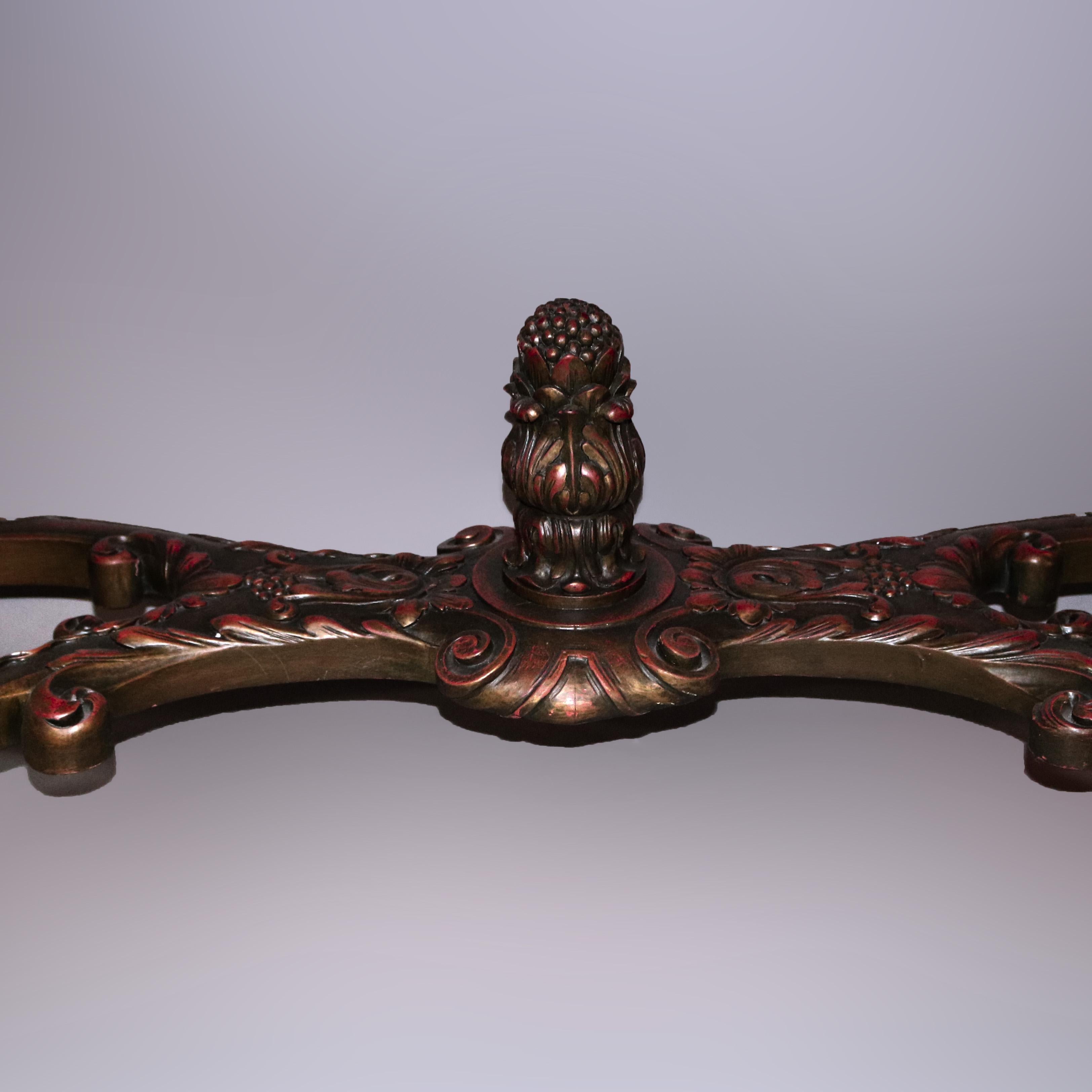 Antique Italian Renaissance Style Deeply Carved Walnut Console & Mirror, c1890 9