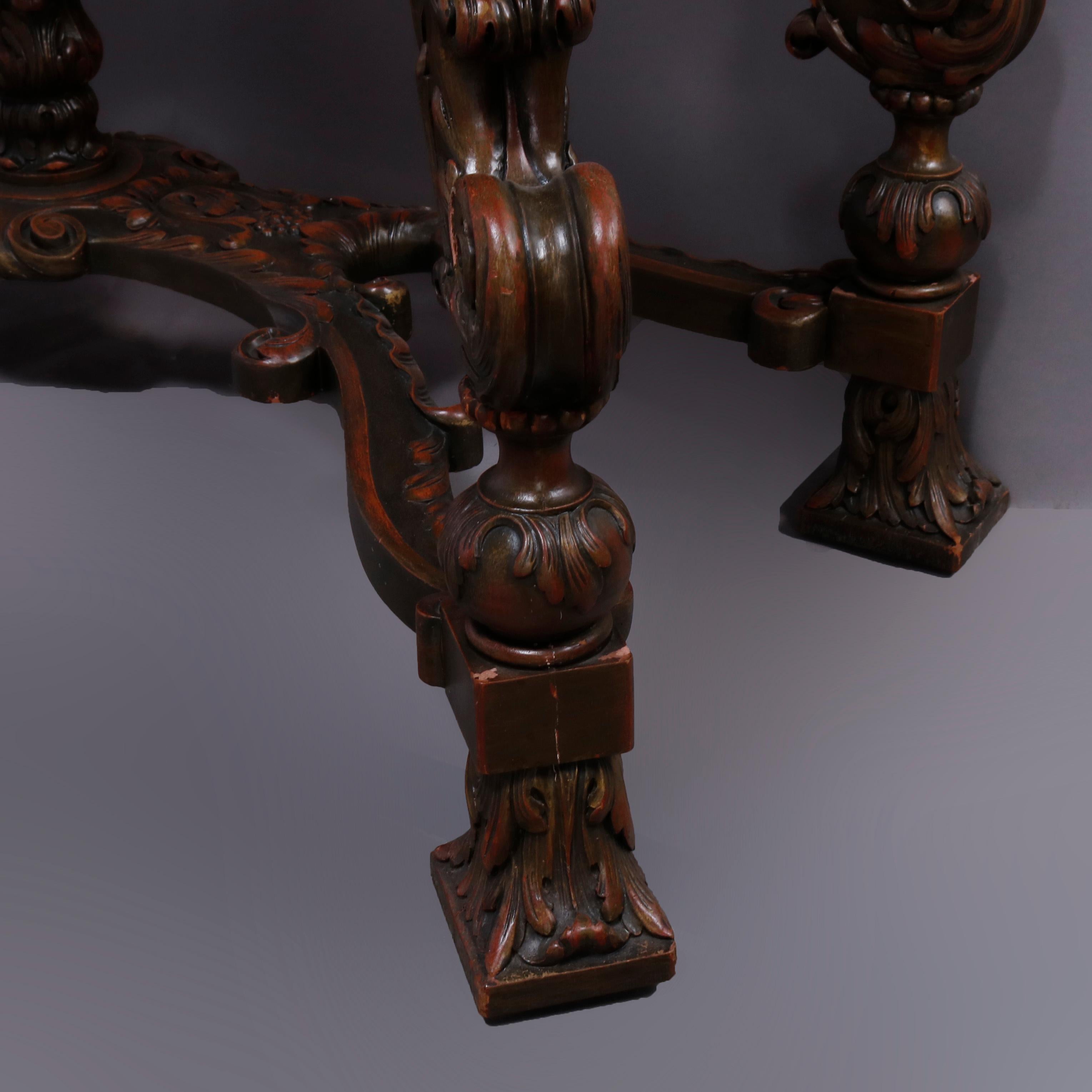 Antique Italian Renaissance Style Deeply Carved Walnut Console & Mirror, c1890 10