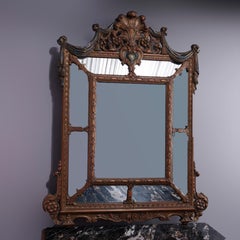 Antique Italian Renaissance Style Deeply Carved Walnut Console & Mirror, c1890